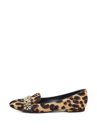 Pre-owned Louis Vuitton Leopard-print Ballet Flats In Neutral