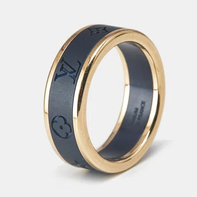 Pre-owned Louis Vuitton Les Gaston Vuitton 18k Yellow Gold Titanium Small Ring Size 64