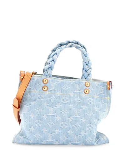 Pre-owned Louis Vuitton Let Go Monogram Denim Pm Tote Bag In 蓝色