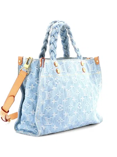 Pre-owned Louis Vuitton Let Go Monogram Denim Pm Tote Bag In Blue