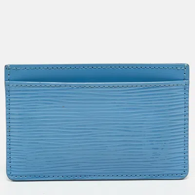Pre-owned Louis Vuitton Light Blue Epi Leather Card Holder