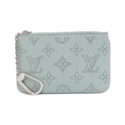 Pre-owned Louis Vuitton Light Blue Gray Vert Leather Coin Purse/coin Case ()