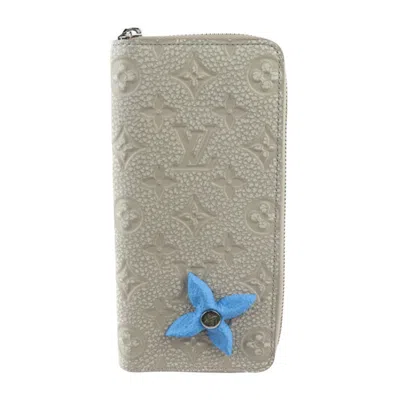 Pre-owned Louis Vuitton Light Blue White Leather Long Wallet (bi-fold) () In Light Blue, White