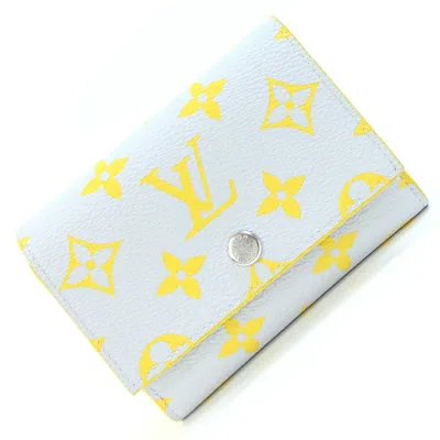 Pre-owned Louis Vuitton Light Gray Yellow Monogram Canvas Wallet (tri-fold) ()
