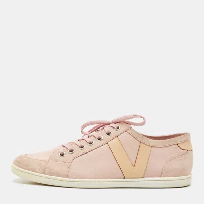 Pre-owned Louis Vuitton Light Pink/brown Canvas And Suede Low Top Sneakers Size 42