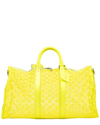 Pre-owned Louis Vuitton Lime Monogram See Through Ltd. Ed. Virgil Abloh Mesh Triangle  Summer 2019 Keepall Ban