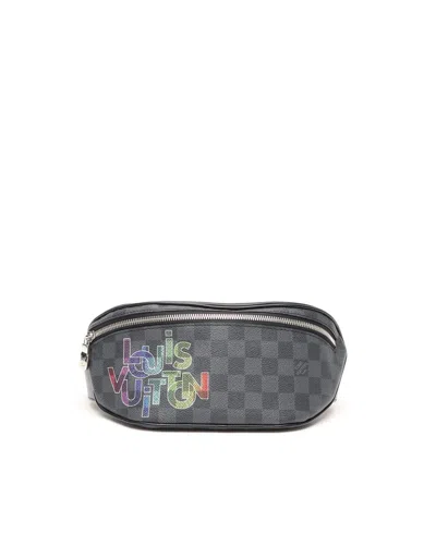 Pre-owned Louis Vuitton Limited Edition Damier Graphite Rainbow Logo Discovery Bumbag In Multi