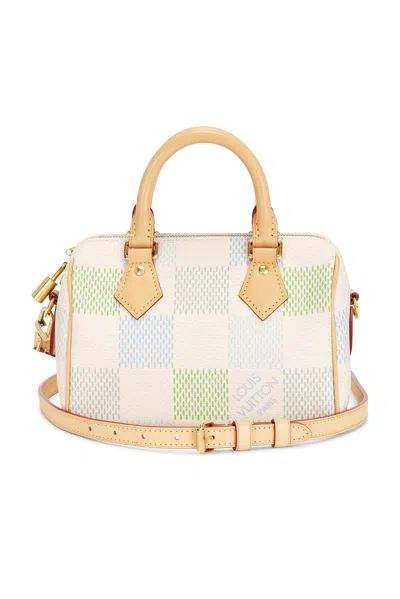 Pre-owned Louis Vuitton Limited Edition Damierlicious Giant Speedy Bandouliere 20 Handbag In White