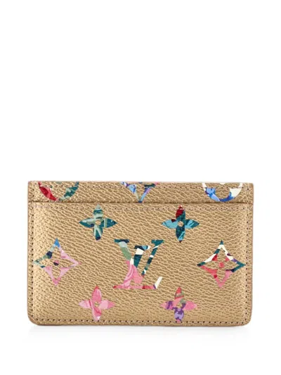Pre-owned Louis Vuitton Limited Edition Garden Monogram Canvas Card Holder In Gold