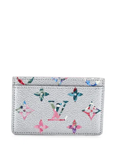 Pre-owned Louis Vuitton Limited Edition Garden Monogram Canvas Card Holder In Silver