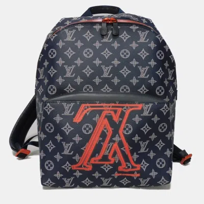 Pre-owned Louis Vuitton Limited Edition Monogram Blue Ink Discovery Backpack In Black