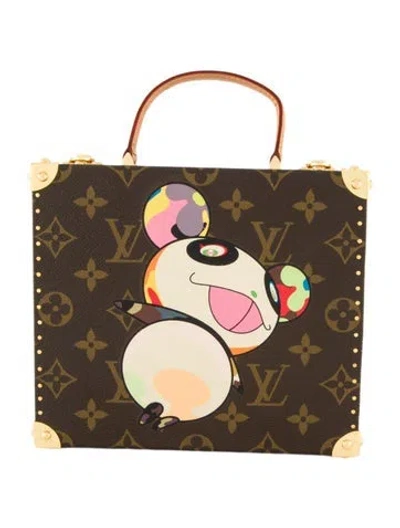 Pre-owned Louis Vuitton Limited Edition Takashi Murakami '20th Anniversary Celebration' Panda Monogram Super Flat Vanity Cas In Brown
