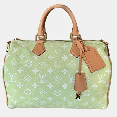 Pre-owned Louis Vuitton Limited-edition Speedy 40 In Apple Green Leather China Boutique Full Set 2025 Ref 0720001 In Brown