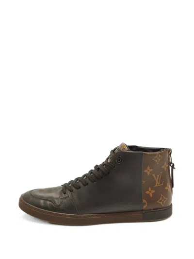 Pre-owned Louis Vuitton Line Up Monogram High-top Sneakers In 黑色