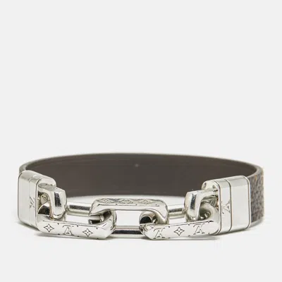 Pre-owned Louis Vuitton Links Monogram Canvas Silver Tone Bracelet