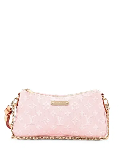 Pre-owned Louis Vuitton Liv Pochette Monogram Denim Shoulder Bag In Pink