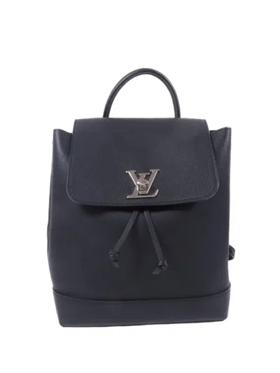 Pre-owned Louis Vuitton Lock Me Leather Backpack In Black