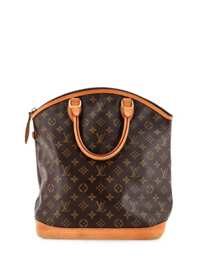 Pre-owned Louis Vuitton Lockit Handbag Monogram Canvas Vertical Satchel In Brown