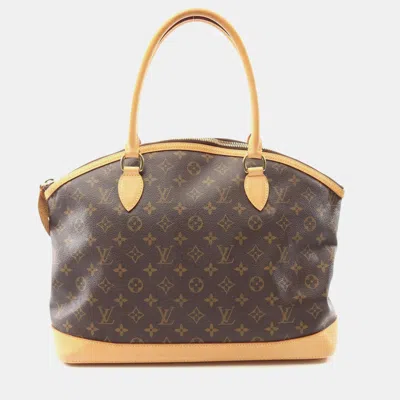 Pre-owned Louis Vuitton Lockit Horizontal Brown Monogram Canvas Tote