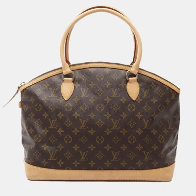 Pre-owned Louis Vuitton Lockit Horizontal Brown Monogram Leather Tote