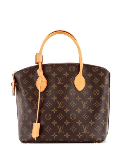 Pre-owned Louis Vuitton Lockit Nm Handbag Monogram Canvas Pm Satchel In Brown