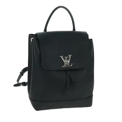 Pre-owned Louis Vuitton Lockme Backpack Leather Black Leather Backpack Bag ()