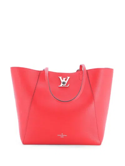 Pre-owned Louis Vuitton Lockme Cabas Leather Tote Bag In Red