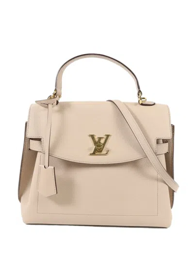 Pre-owned Louis Vuitton Lockme Ever Leather Satchel In Neutral
