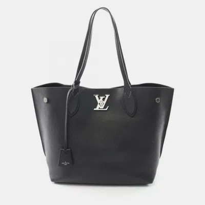 Pre-owned Louis Vuitton Lockme Go Black Leather Tote Bag