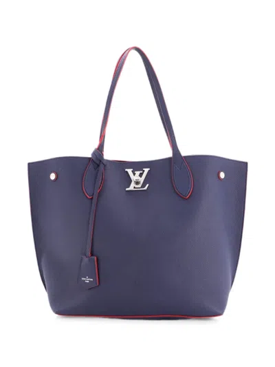Pre-owned Louis Vuitton Lockme Go Tote Leather Satchel In Blue