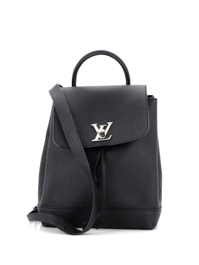 Pre-owned Louis Vuitton Lockme Leather Backpack In Black