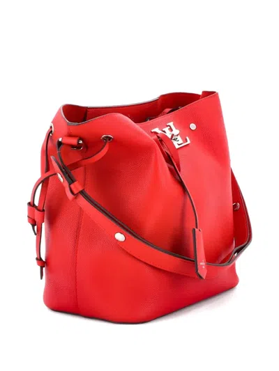 Pre-owned Louis Vuitton Lockme Leather Bucket Bag In Red
