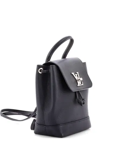 Pre-owned Louis Vuitton Lockme Leather Mini Backpack In Black