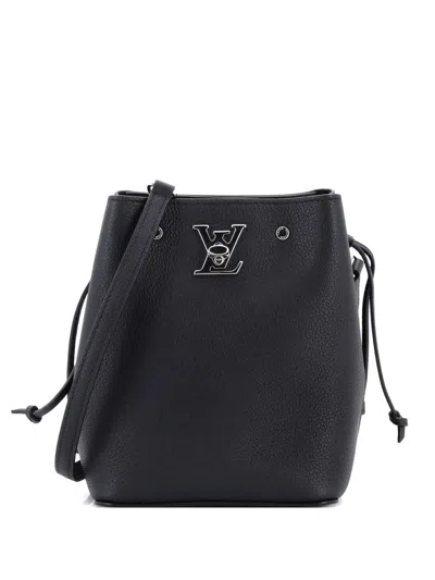 Pre-owned Louis Vuitton Lockme Leather Nano Bucket Bag In Black