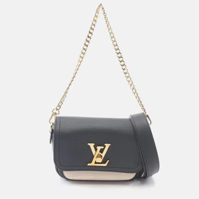 Pre-owned Louis Vuitton Lockme Tender Chain Shoulder Bag Leather Black Beige