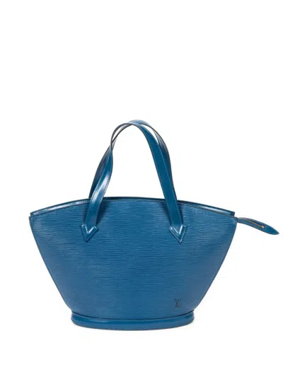Pre-owned Louis Vuitton Logo-detail Épi-leather Tote Bag In Blue
