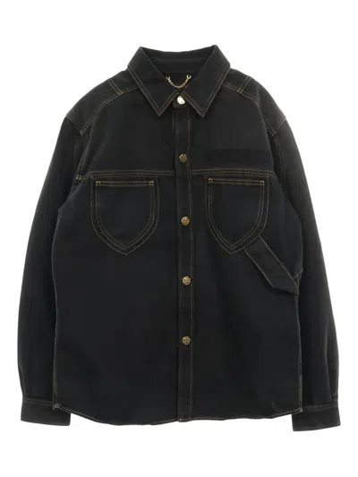 Pre-owned Louis Vuitton Logo-embroidered Shirt Jacket In Black