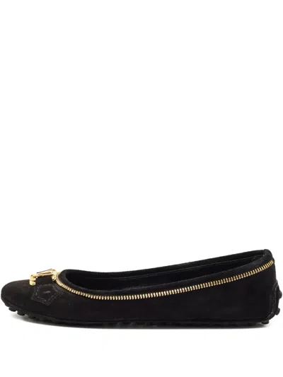 Pre-owned Louis Vuitton Logo-plaque Ballet Flats In Black
