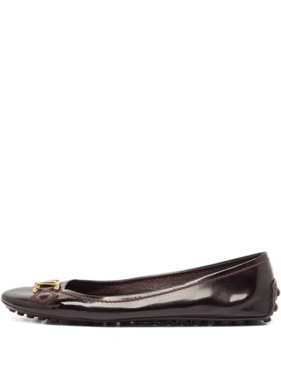 Pre-owned Louis Vuitton Logo-plaque Patent-leather Ballet Flats