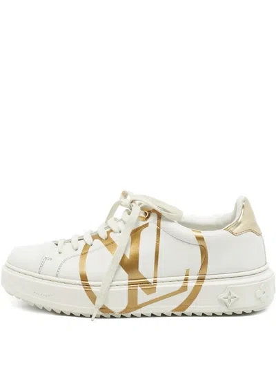 Pre-owned Louis Vuitton Logo-print Leather Sneakers In White