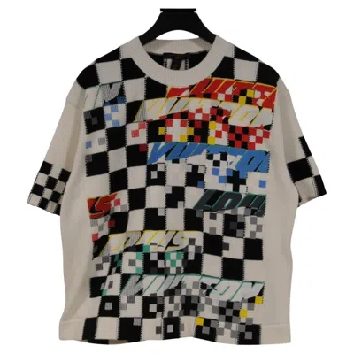 Pre-owned Louis Vuitton Logo Race Car Knitted Crewneck Sweater Size Small White Black Red