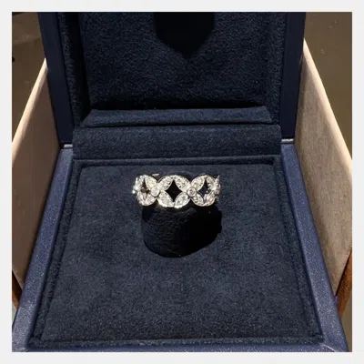 Pre-owned Louis Vuitton Logo Ring In White Gold Fully Diamond-set Size 54
