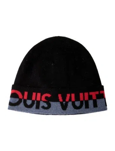 Pre-owned Louis Vuitton Logo Wool Beanie Hat In Black