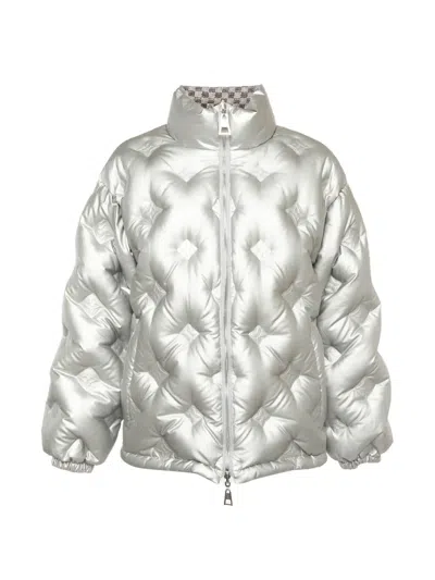 Pre-owned Louis Vuitton Logo-embossed Reversible Down Jacket In Silver