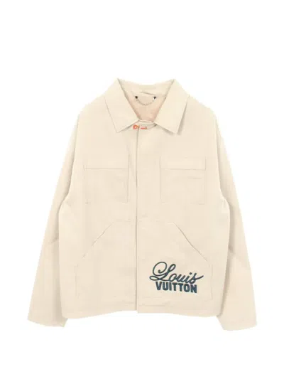 Pre-owned Louis Vuitton Logo-embroidered Shirt Jacket In Neutral
