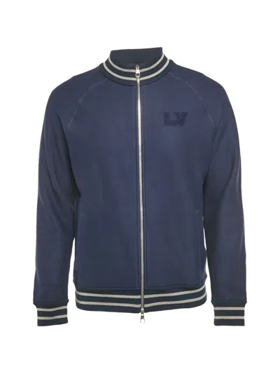 Pre-owned Louis Vuitton Logo-embroidered Zip-up Jacket In Blue