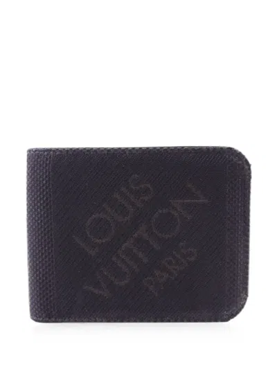 Pre-owned Louis Vuitton Logo-jacquard Bifold Wallet In Black