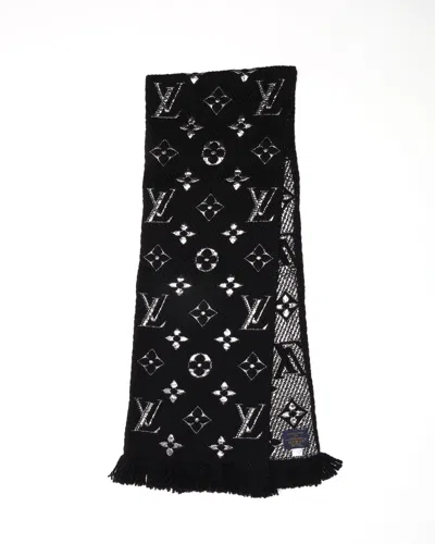 Pre-owned Louis Vuitton Logomania Wool Scarf In Black