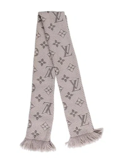 Pre-owned Louis Vuitton Logomania Wool Scarf In Gray