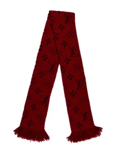 Pre-owned Louis Vuitton Logomania Wool Scarf In Red